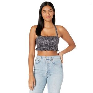 NEW FREE PEOPLE MOVEMENT LEOPARD PRINT PLIÉ ALL DAY SPORTS BRA/CROP MEDIUM NWOT